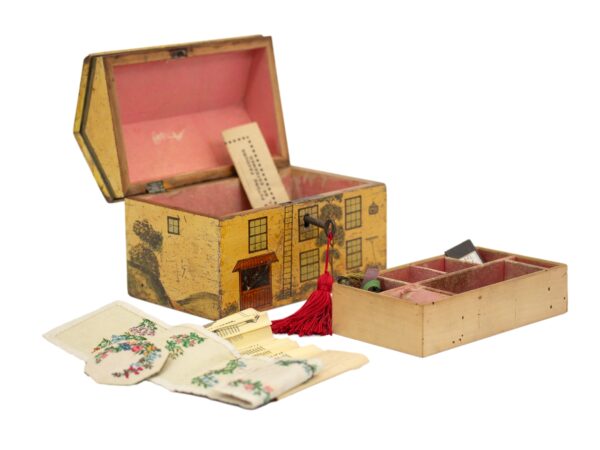 Tunbridge Ware Cottage Sewing Box with the contents removed