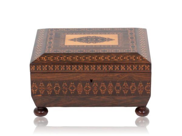 Front overview of the Tunbridge Ware Sewing Box