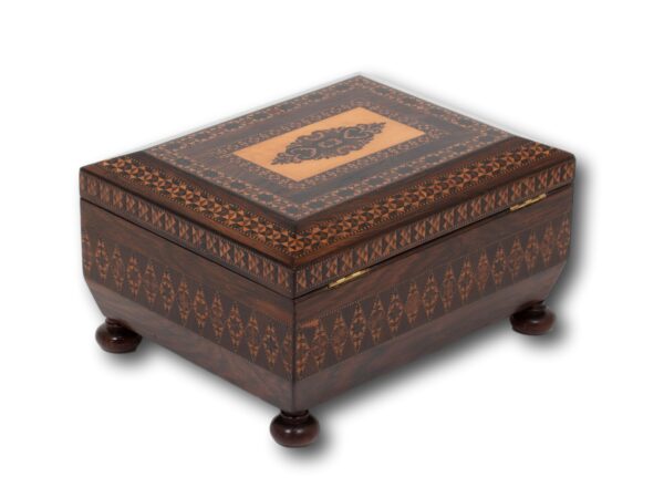 Rear overview of the Tunbridge Ware Sewing Box