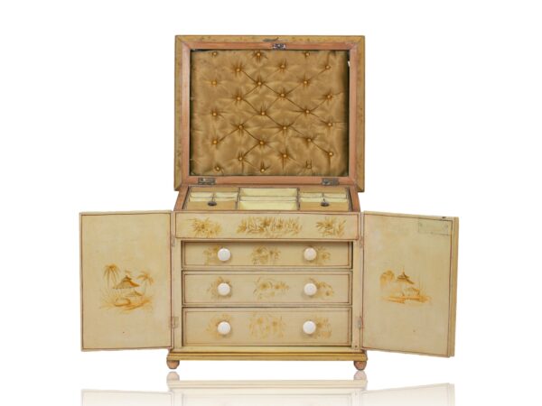 Chinoiserie Japanned Sewing Cabinet open