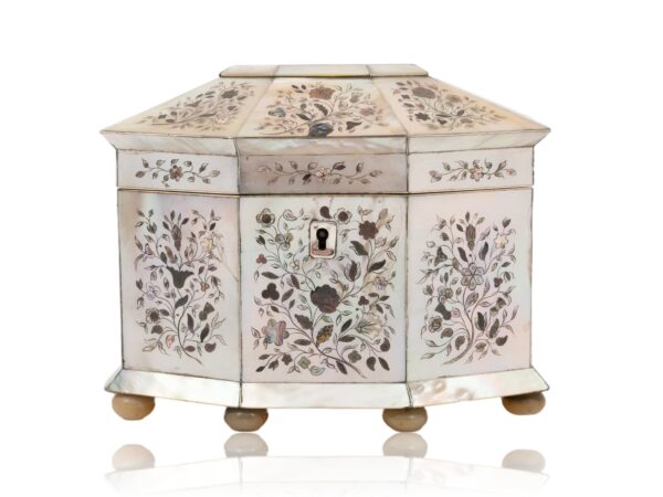 Front of the Mother of Pearl Hexagonal Tea Caddy