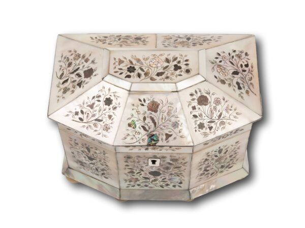 Top of the Mother of Pearl Hexagonal Tea Caddy