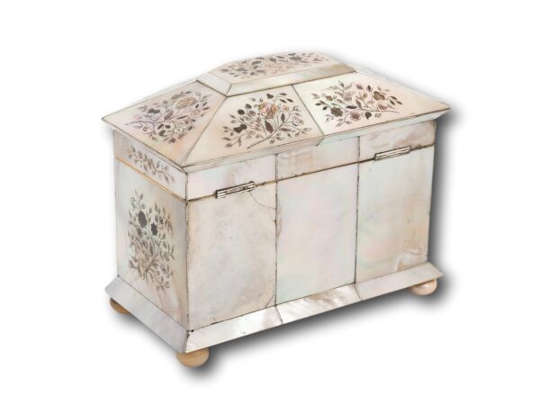 Rear overview of the Mother of Pearl Hexagonal Tea Caddy