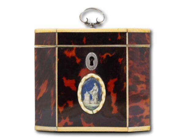 Front of the Red Tortoiseshell Tea Caddy with Miniature