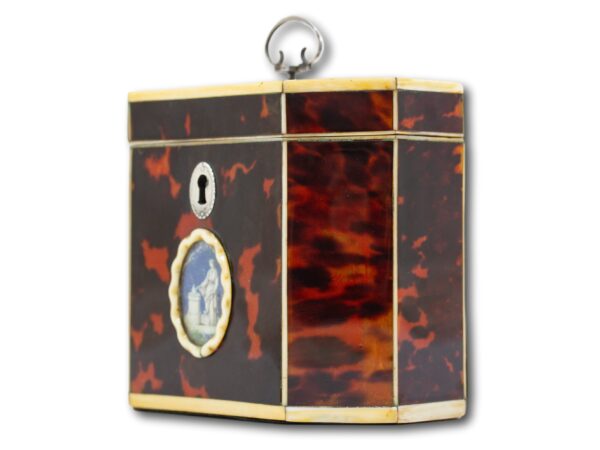 Front overview of the Red Tortoiseshell Tea Caddy with Miniature