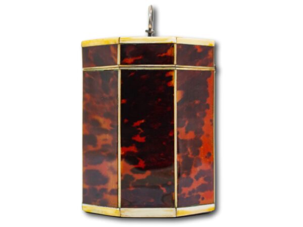 Side of the Red Tortoiseshell Tea Caddy with Miniature