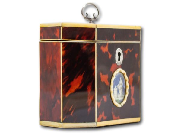 Front overview of the Red Tortoiseshell Tea Caddy with Miniature