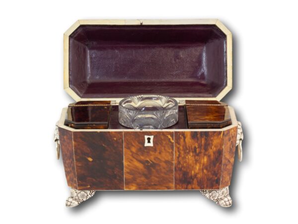 Front of the Blonde Tortoiseshell Tea Chest with the lid open