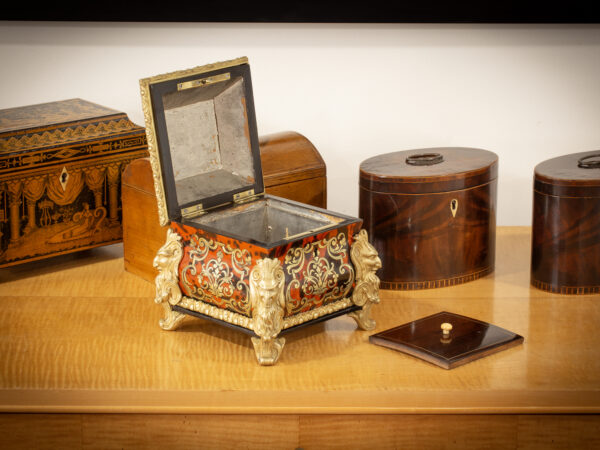 Front overview of the French Boulle Tea Caddy