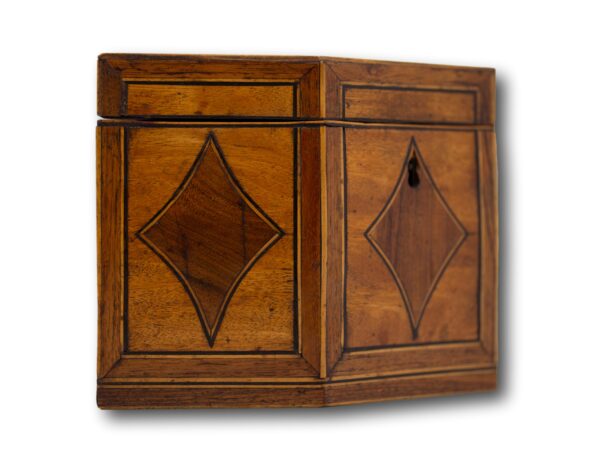 Front side of the Hexagonal Satinwood Tea Caddy