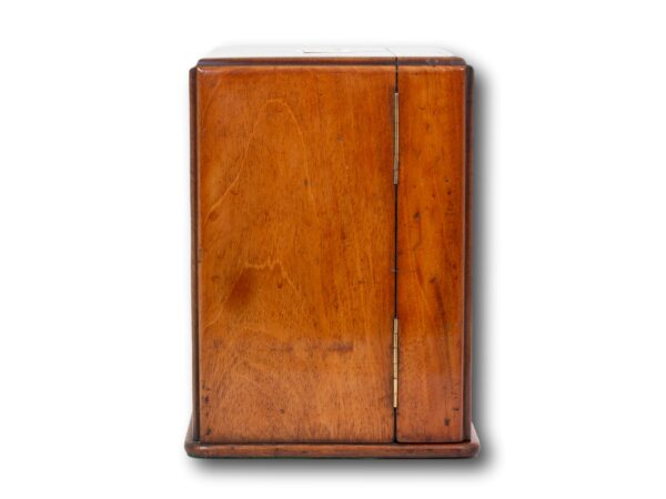 Side of the Mahogany Double Opening Apothecary Box