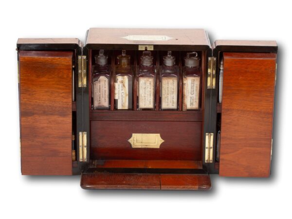 Front overview of the Mahogany Double Opening Apothecary Box with the doors open