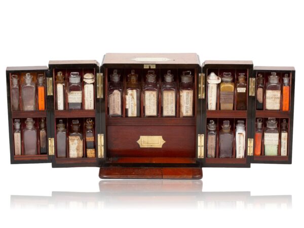 Front overview of the Mahogany Double Opening Apothecary Box with the double doors open