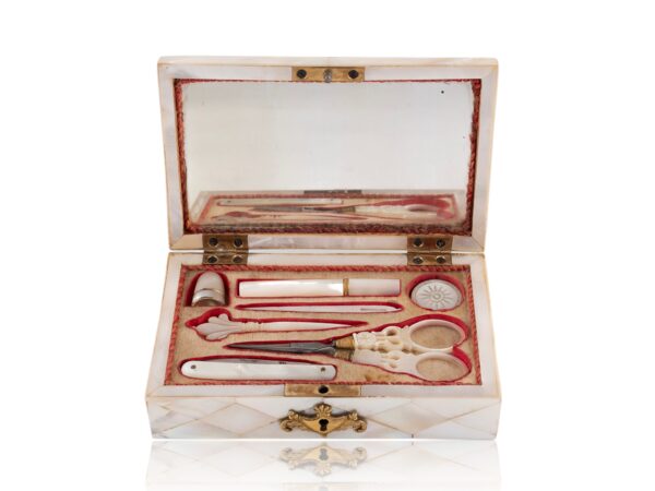 Mother of Pearl Sewing Box Balthasar Wigand with the lid up