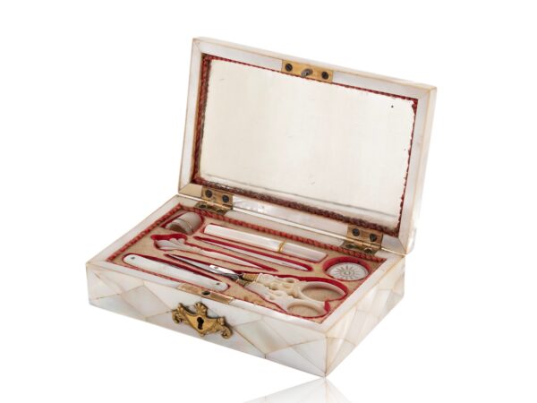 Mother of Pearl Sewing Box Balthasar Wigand with the lid up