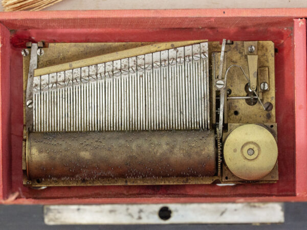 Close up of the music in the French Palais Royal Musical Writing Box