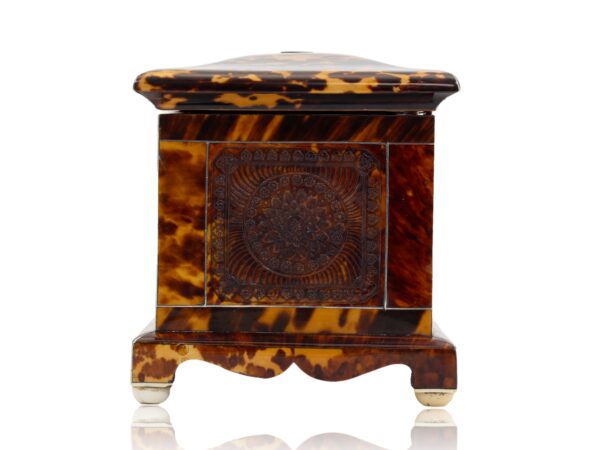 Side of the Pressed Tortoiseshell Floral Tea Caddy