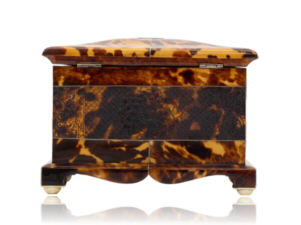 Rear of the Pressed Tortoiseshell Floral Tea Caddy