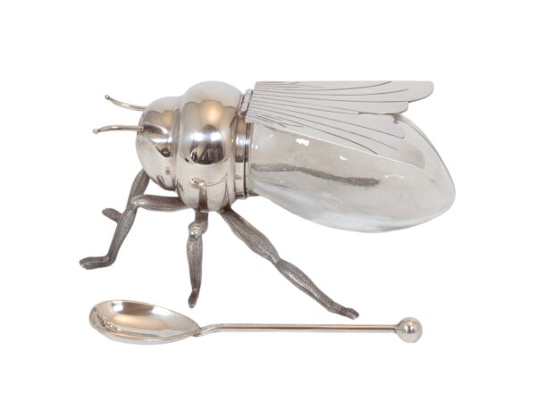 Side of the Art Deco Honey Bee Elkington with the spoon removed