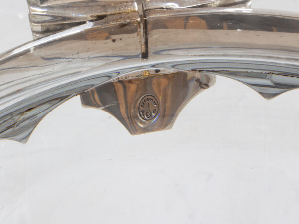 Close up of the Baccarat mark on the side of the Baccarat Crystal Champagne Cooler