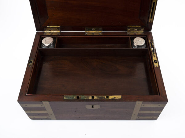 Close up of the top tray in the Campaign Military Writing Box Hewlins