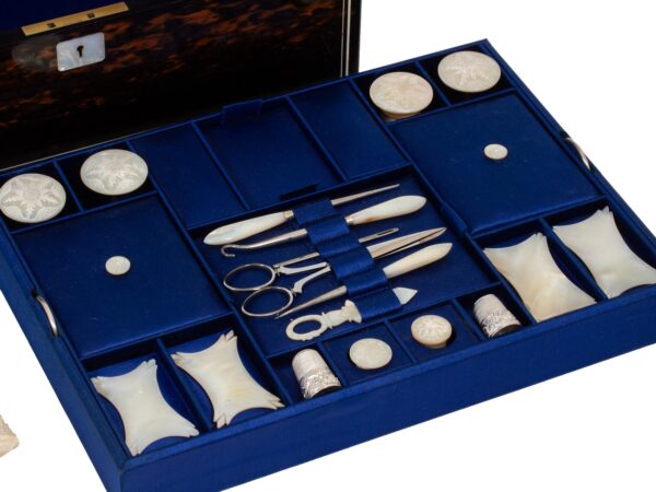 Close up of the tool tray in the Coromandel Sewing Box Lund