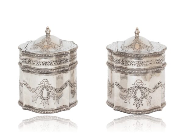 Side of the Dutch Pair of Silver Tea Caddies