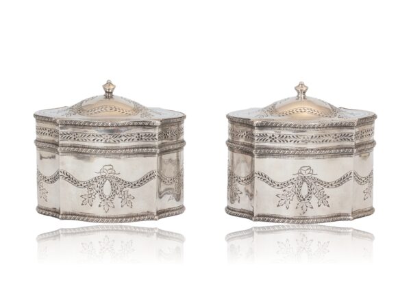 Rear of the Dutch Pair of Silver Tea Caddies