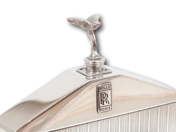 Close up of the spirit of ecstasy on the Rolls Royce Novelty Silver Desk Barometer