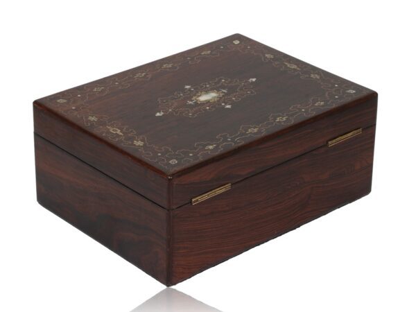 Rear overview of the Rosewood Inlaid Jewellery Box