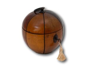Front overview of the Antique Continental Melon Fruit Tea Caddy with the key fitted