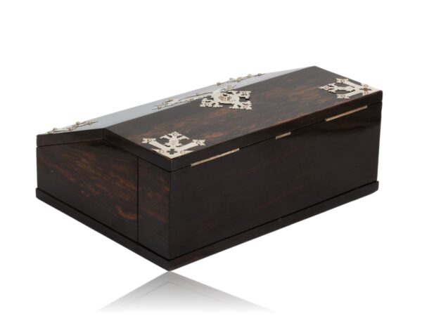 Rear overview of the Coromandel Silver Mounted Writing Box Betjemann