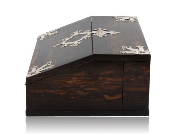 Side of the Coromandel Silver Mounted Writing Box Betjemann