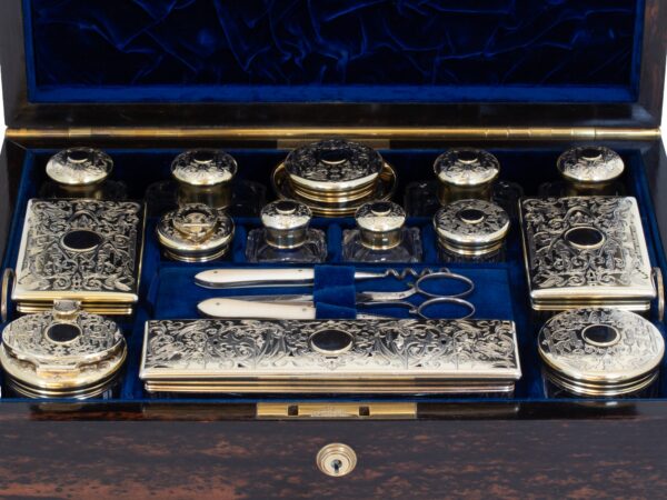 Close up of the top layer in the Coromandel Vanity Box Edwards for Hunt and Roskell