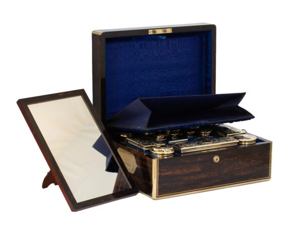Overview of the mirror removed from the Coromandel Vanity Box Edwards for Hunt and Roskell with the document storage open