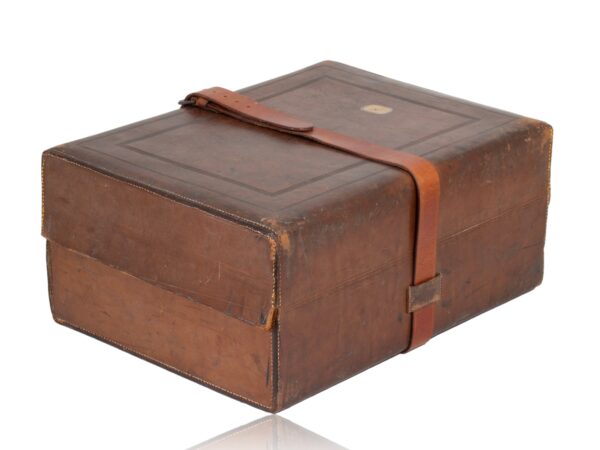 Rear overview of the leather case from the Coromandel Vanity Box Edwards for Hunt and Roskell