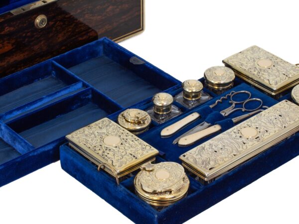Close up of the two removed trays from the the Coromandel Vanity Box Edwards for Hunt and Roskell