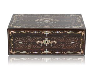 Front of the Coromandel Inlaid Writing Box Hausburg