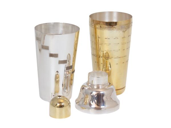 Components of the Tell Me How Art Deco Cocktail Shaker