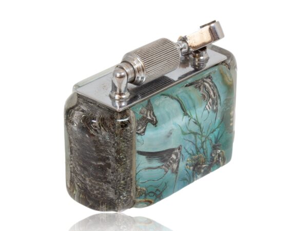 Rear overview of the McMurdo Aquarium Table Lighter with the petrol arm open