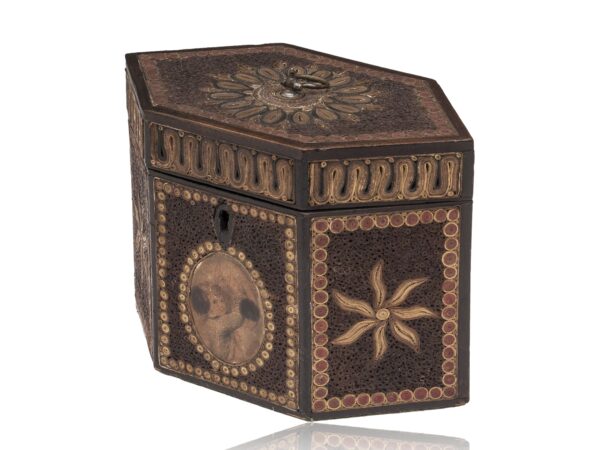 Side of the Paper Scroll Tea Caddy