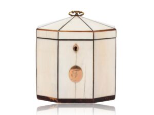 Front of the Antique Ivory Tent Top Tea Caddy