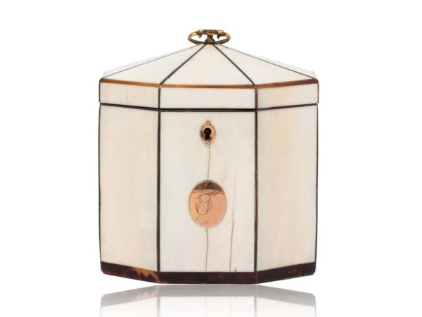 Front of the Antique Ivory Tent Top Tea Caddy