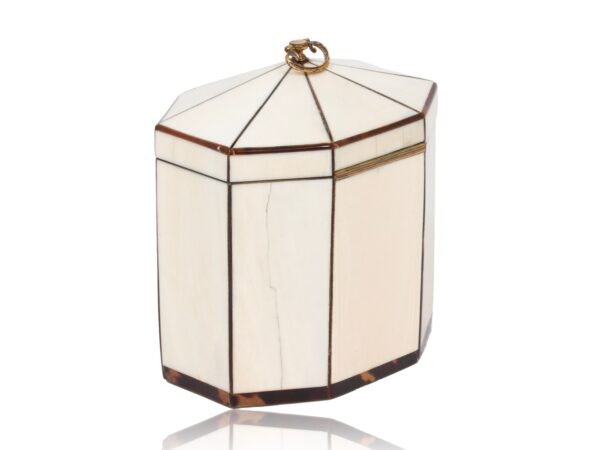 Rear overview of the Antique Ivory Tent Top Tea Caddy