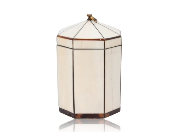 Side of the Antique Ivory Tent Top Tea Caddy