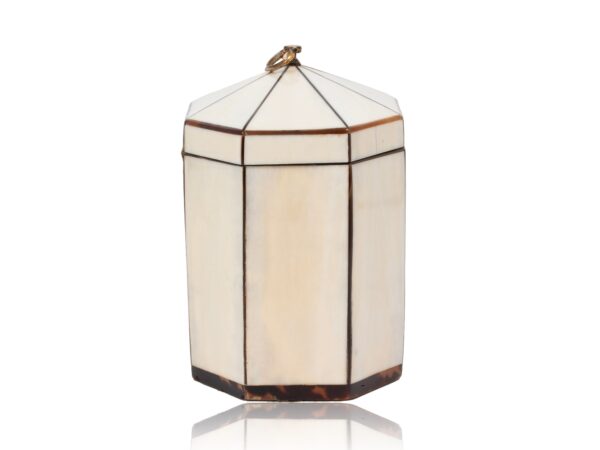 Side of the Antique Ivory Tent Top Tea Caddy