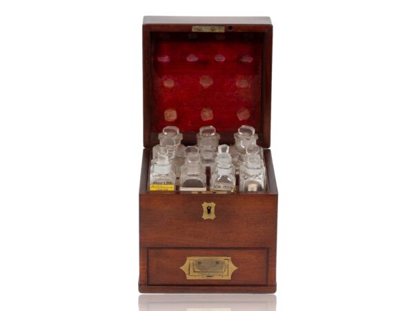 Front of the Antique Victorian Mahogany Apothecary Box with the lid up