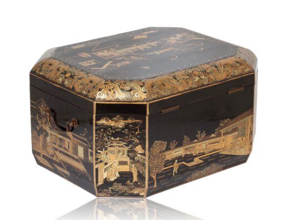 Rear overview of the Chinese Export Lacquered Tea Chest