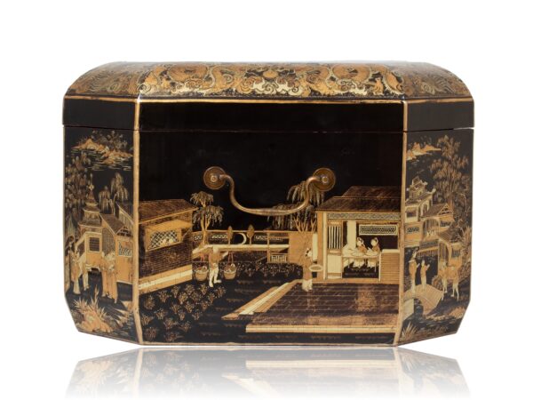 Side of the Chinese Export Lacquered Tea Chest