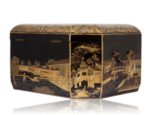 Rear overview of the Chinese Export Lacquered Tea Chest